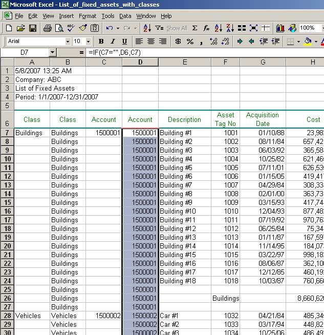 Copy and paste formula in empty column D