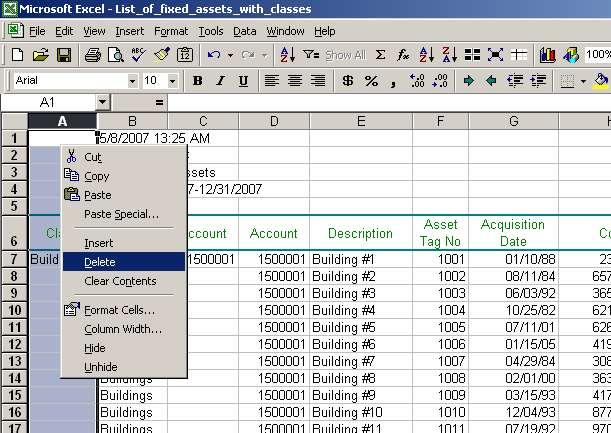 Delete column A