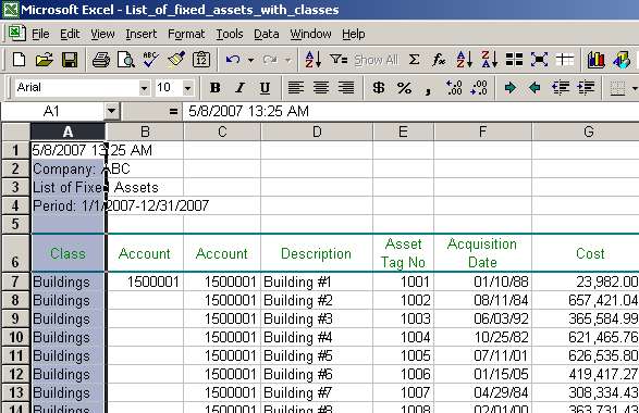 Column A deleted from tab