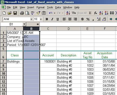 A new column inserted after column A
