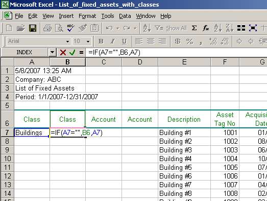 Insert an IF formula to fill in empty cells