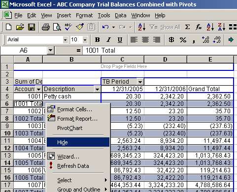 Hiding total rows