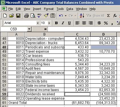 Accounts and balances aligned