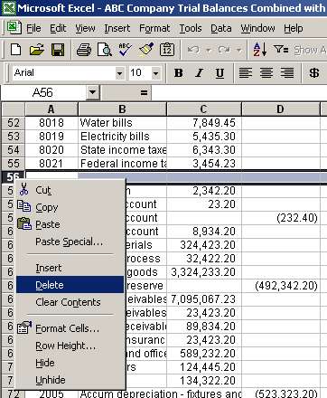 Delete unnecessary row