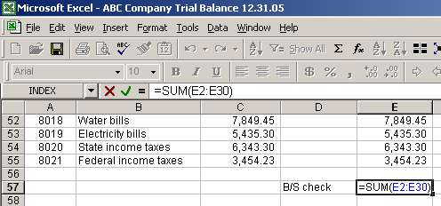 Sum up balance sheet accounts